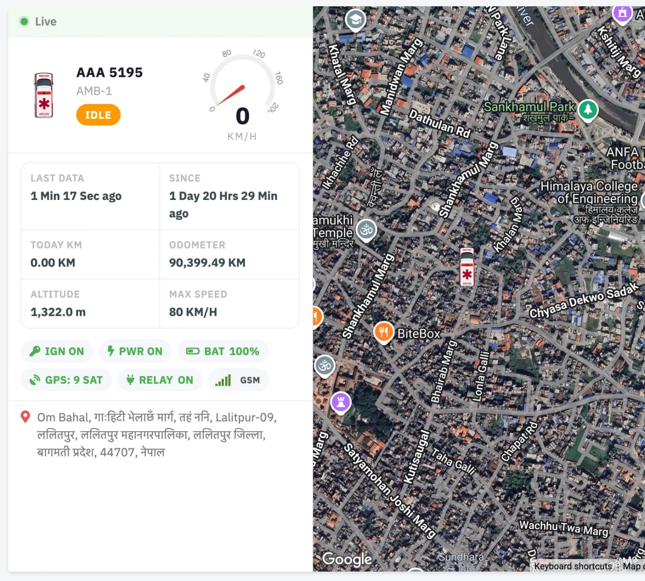 NepTrack GPS Live Tracking Dashboard — Nepal