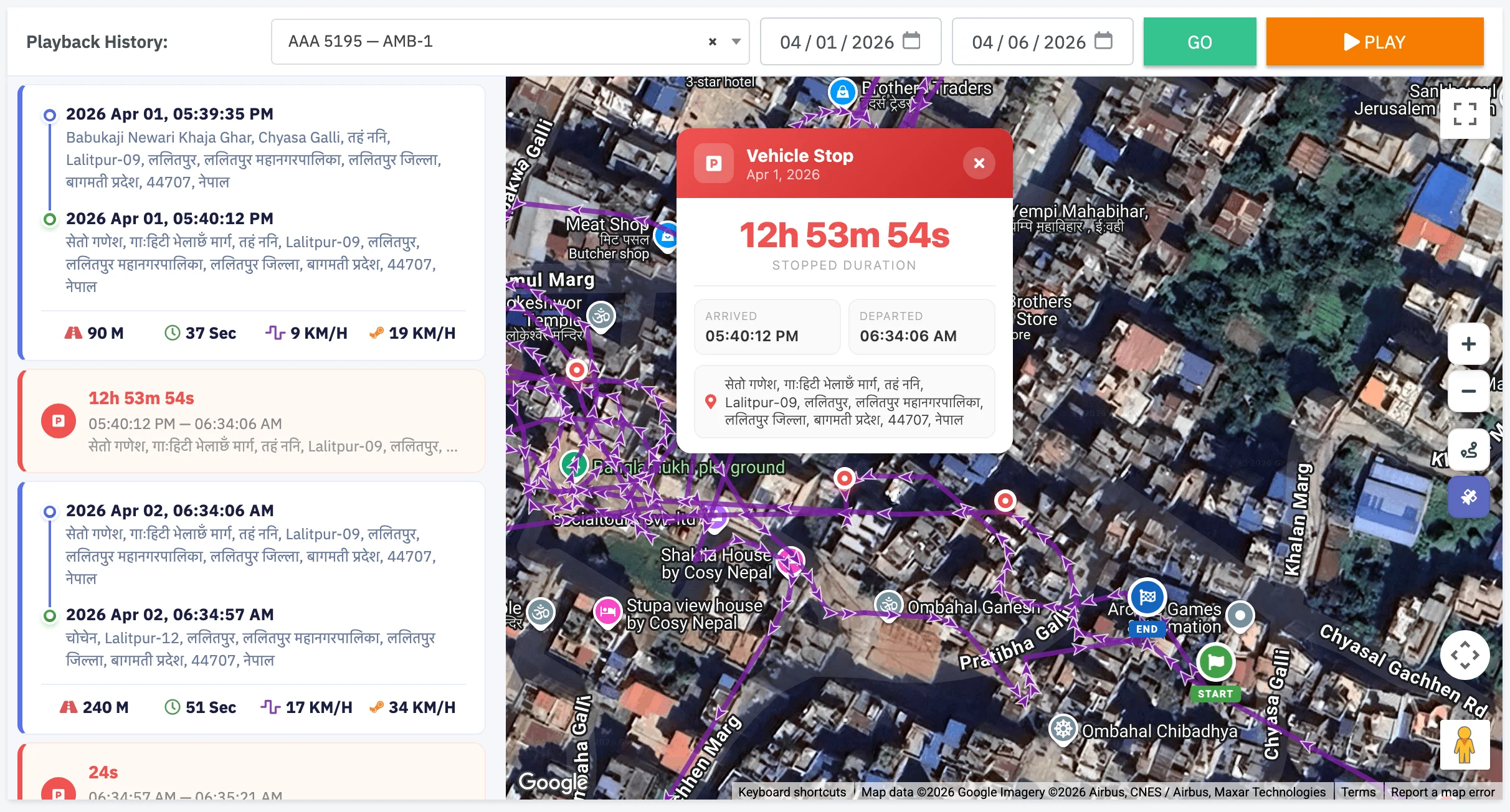 NepTrack GPS Platform — Vehicle History & Analytics Dashboard