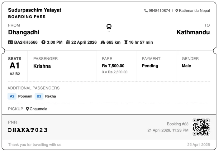 NepTrack Bus Ticketing dashboard for operators in Nepal